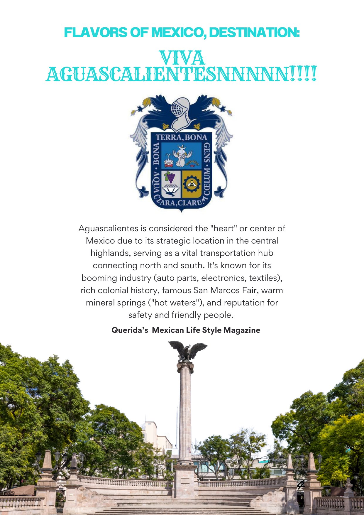 Querida Magazine — ¡Viva Aguascalientes!, page 4 of 36. Travel: Mexico to Dubai. Romantic Flavour. Destination: Aguascalientes, Mexico.