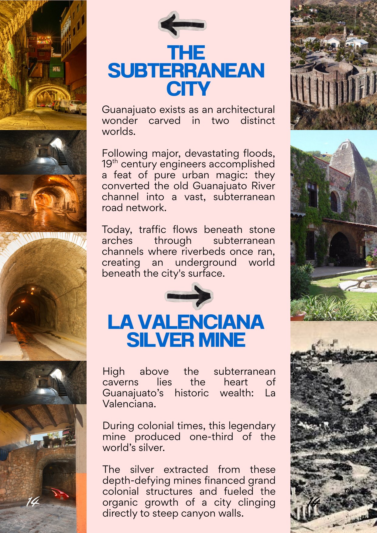 Querida Magazine — Guanajuato, The Heartland of Independence, page 14 of 36. The colonial stone and the historic flame — from a silver city carved underground to the table in Al Barsha. Destination: Guanajuato, Mexico.